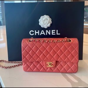 Orange Chanel Small Classic Flap Bag
